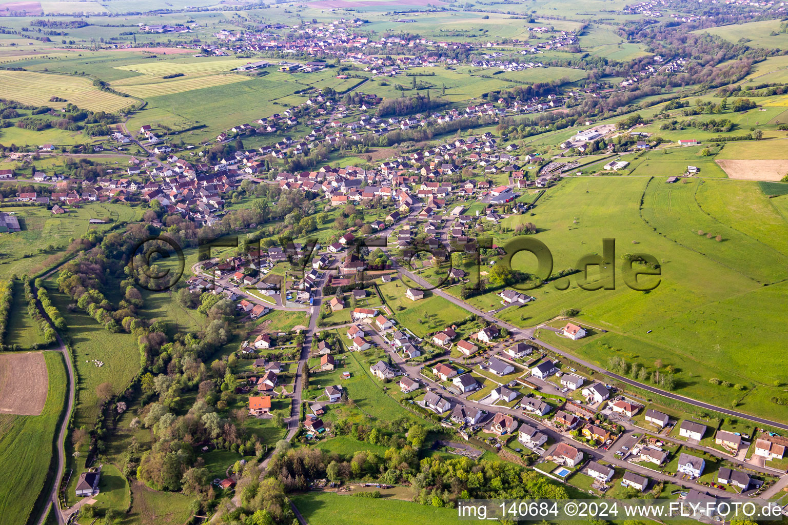 Aerial view of Achen in the state Moselle, France