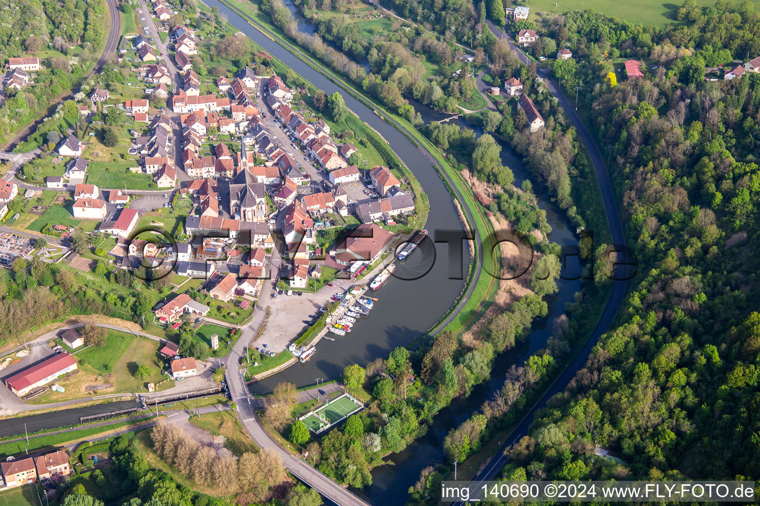 Aerial view of Witring Beach in Wittring in the state Moselle, France