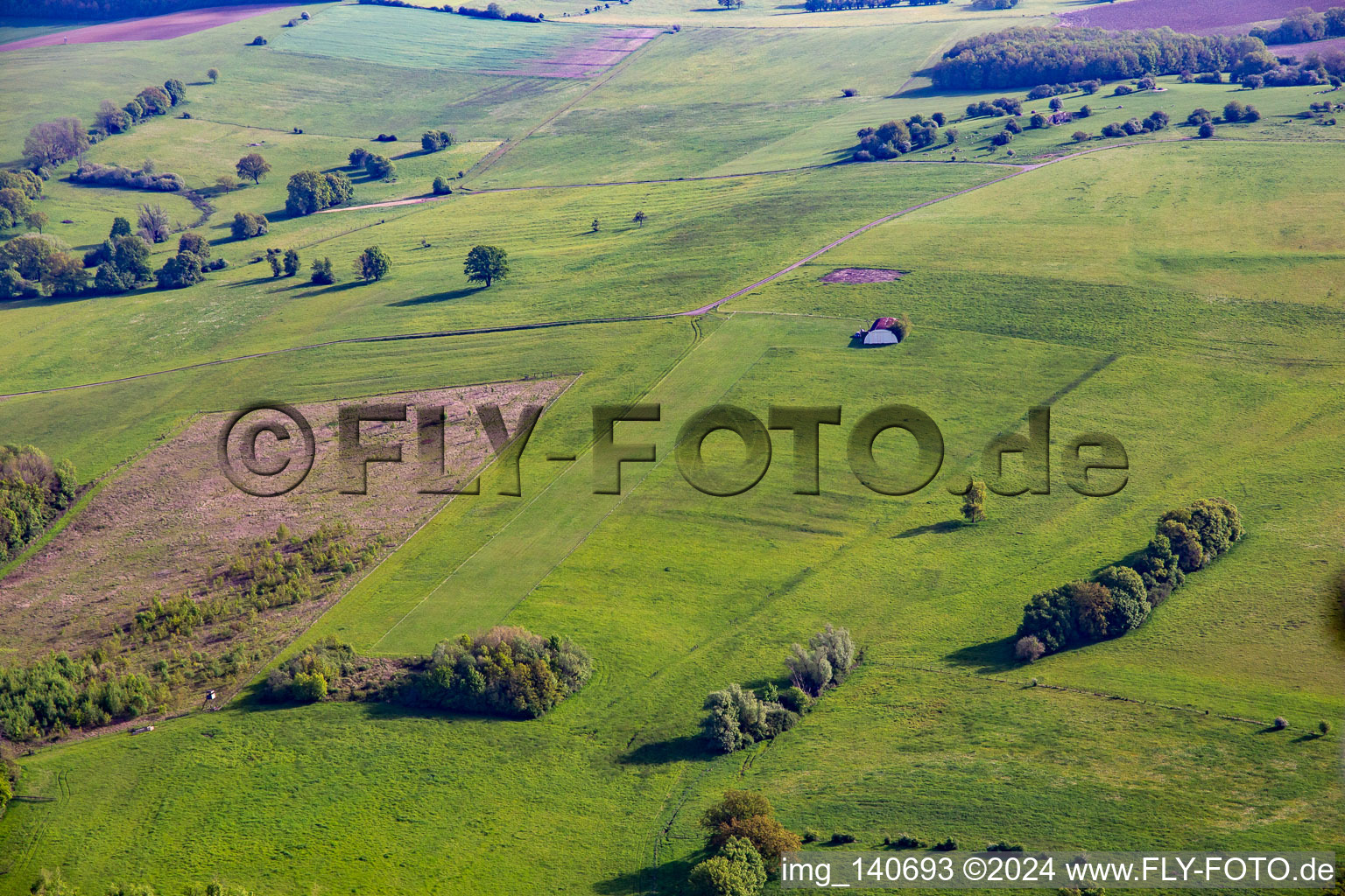 Aerial view of L'Oiseau Blanc ULM Platform in Achen in the state Moselle, France