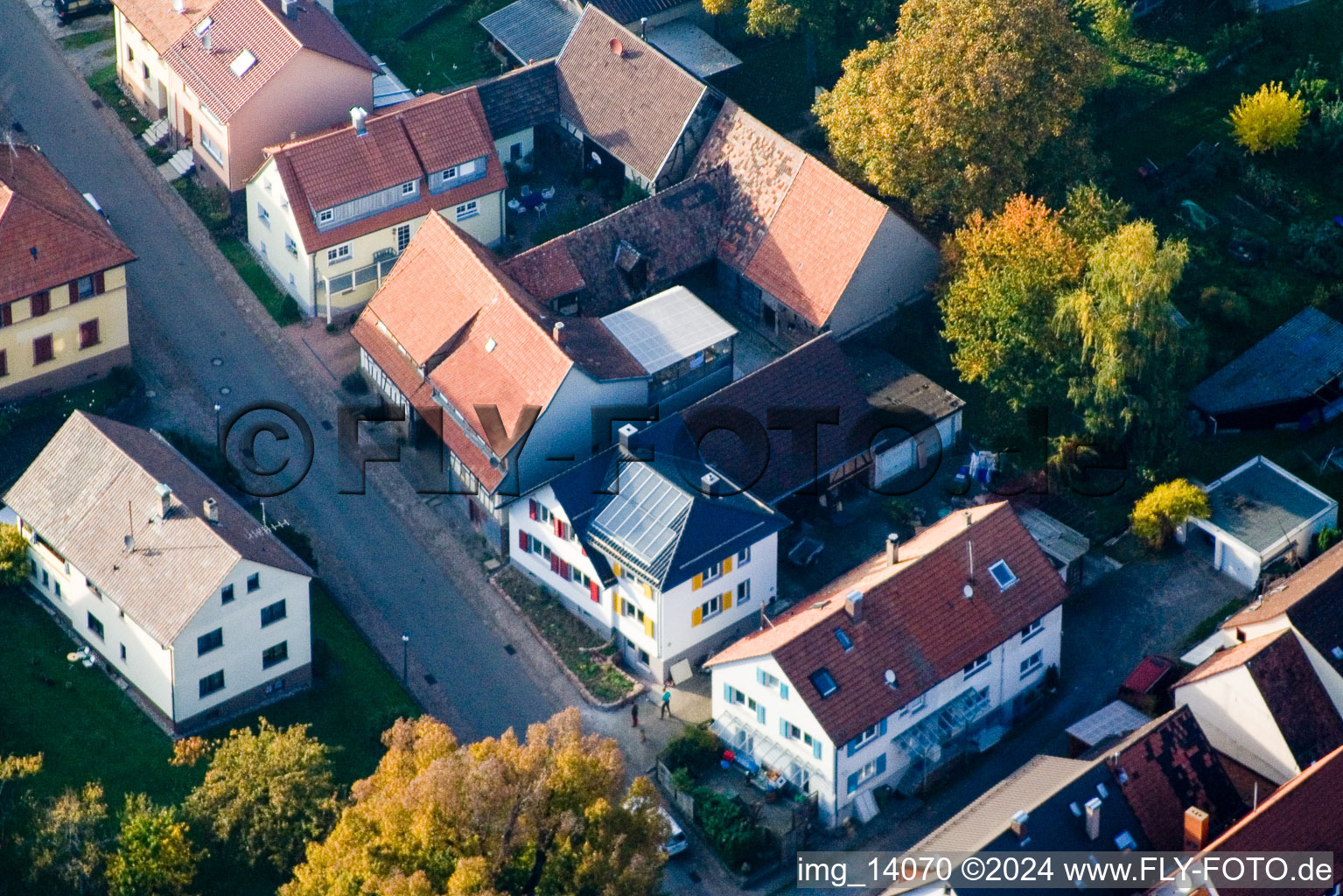 District Schluttenbach in Ettlingen in the state Baden-Wuerttemberg, Germany out of the air