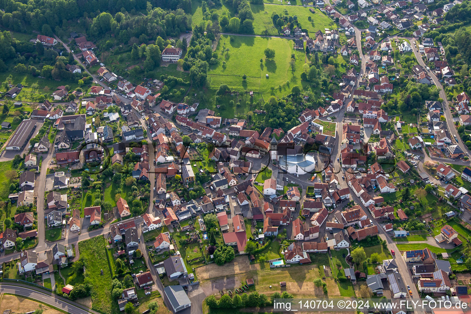 Aerial photograpy of From the east in the district Gossersweiler in Gossersweiler-Stein in the state Rhineland-Palatinate, Germany