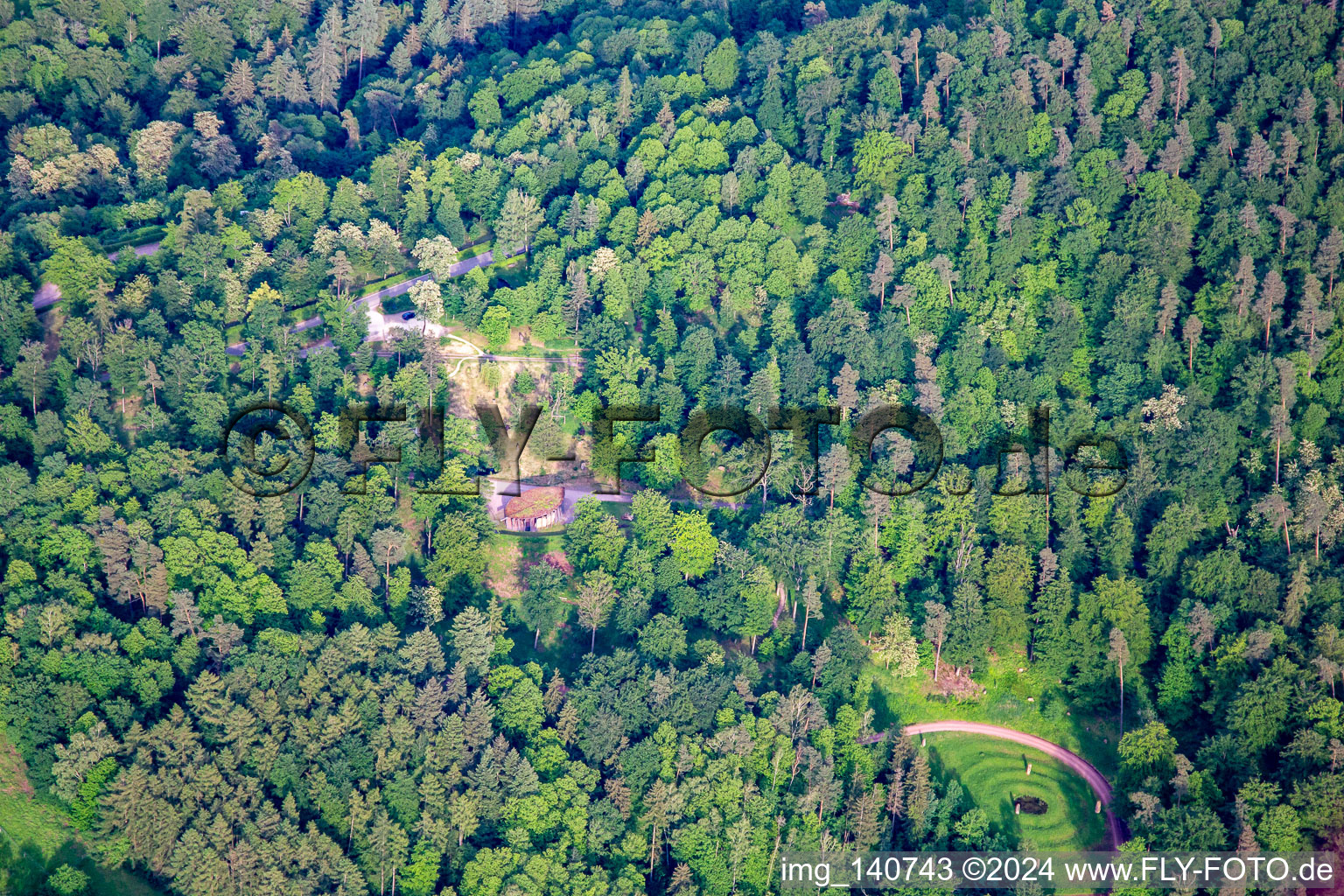 Aerial photograpy of Trifelsruhe natural burial site in Wernersberg in the state Rhineland-Palatinate, Germany