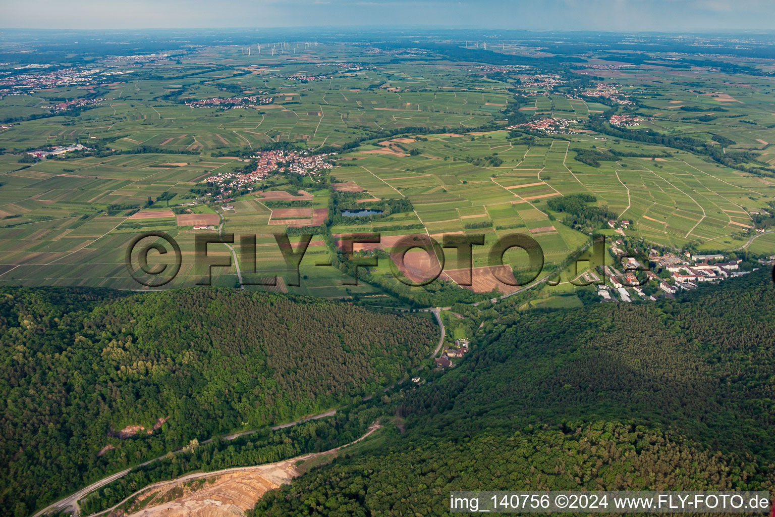 From the west in Göcklingen in the state Rhineland-Palatinate, Germany