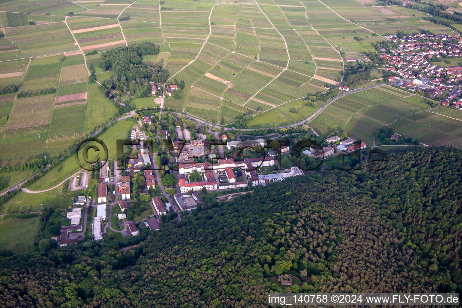 Bird's eye view of Pfalzklinik Landeck in Klingenmünster in the state Rhineland-Palatinate, Germany