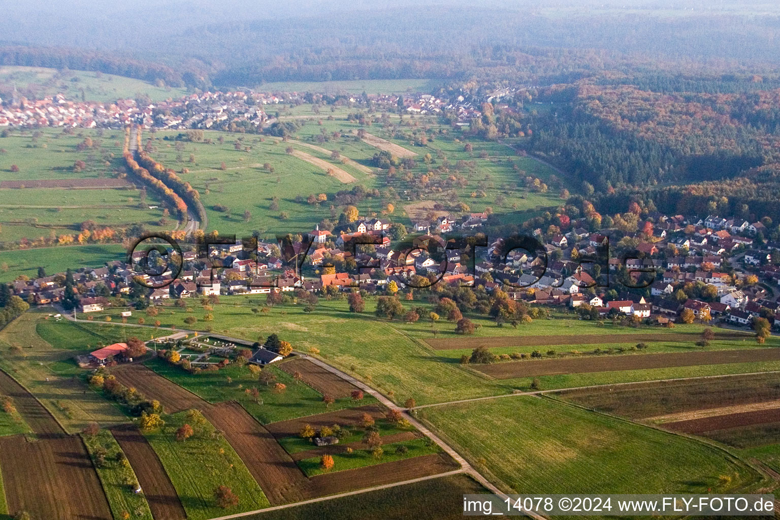 Village view in the district Schluttenbach in Ettlingen in the state Baden-Wuerttemberg, Germany