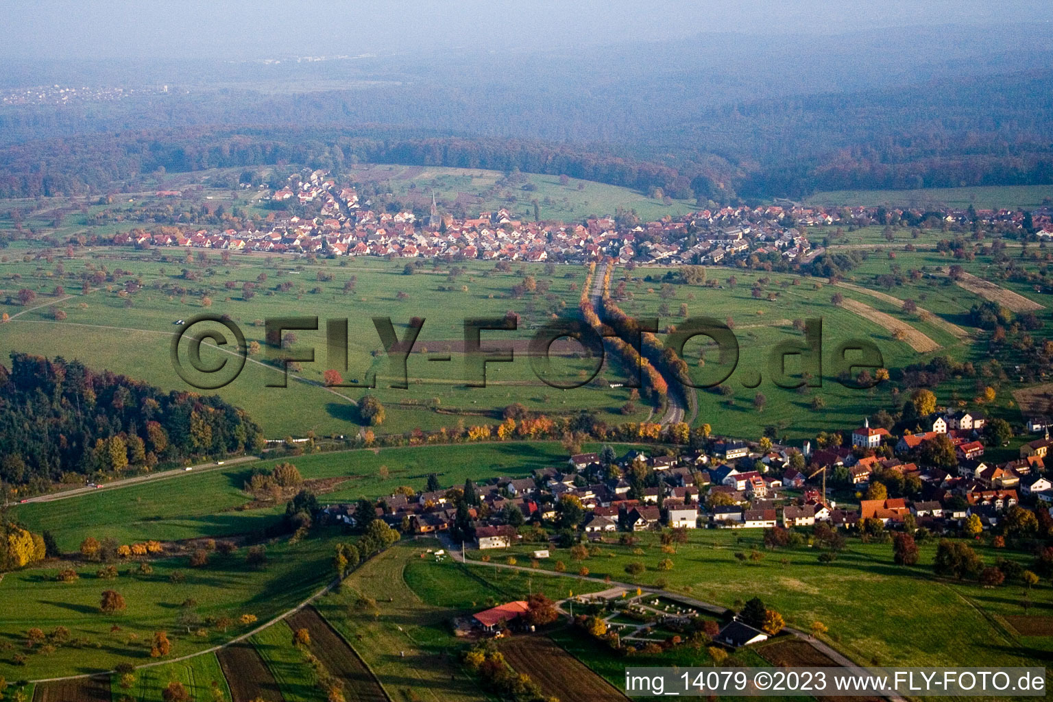 District Schöllbronn in Ettlingen in the state Baden-Wuerttemberg, Germany viewn from the air