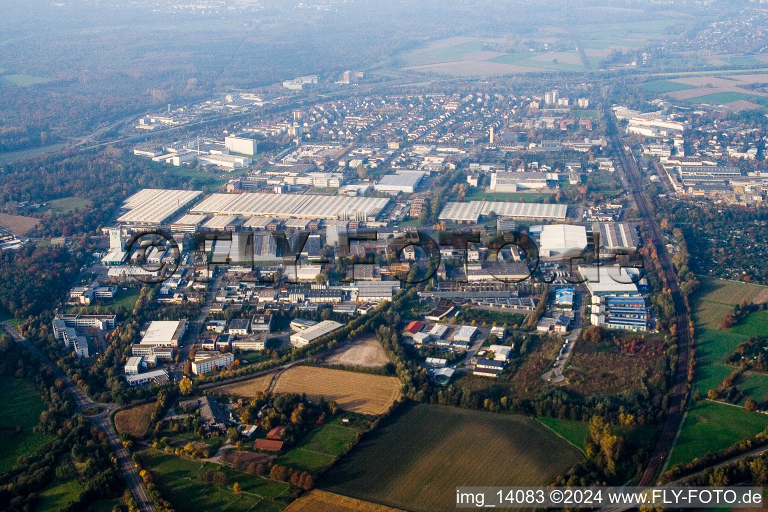 Ettlingen in the state Baden-Wuerttemberg, Germany from above