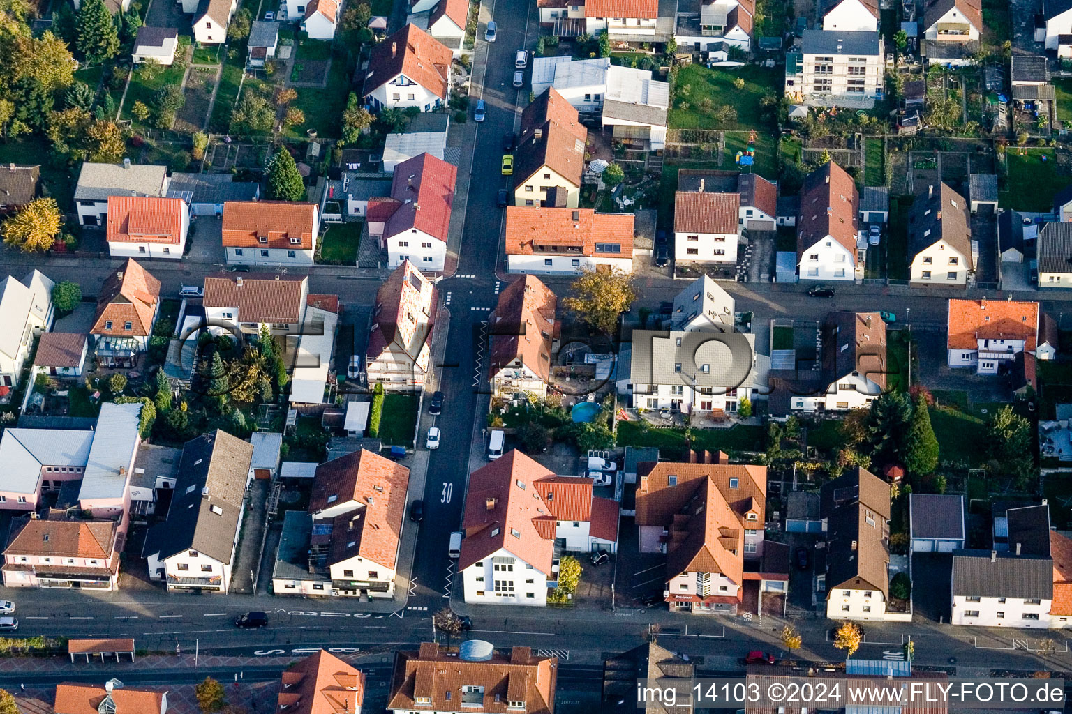 Aerial photograpy of District Forchheim in Rheinstetten in the state Baden-Wuerttemberg, Germany