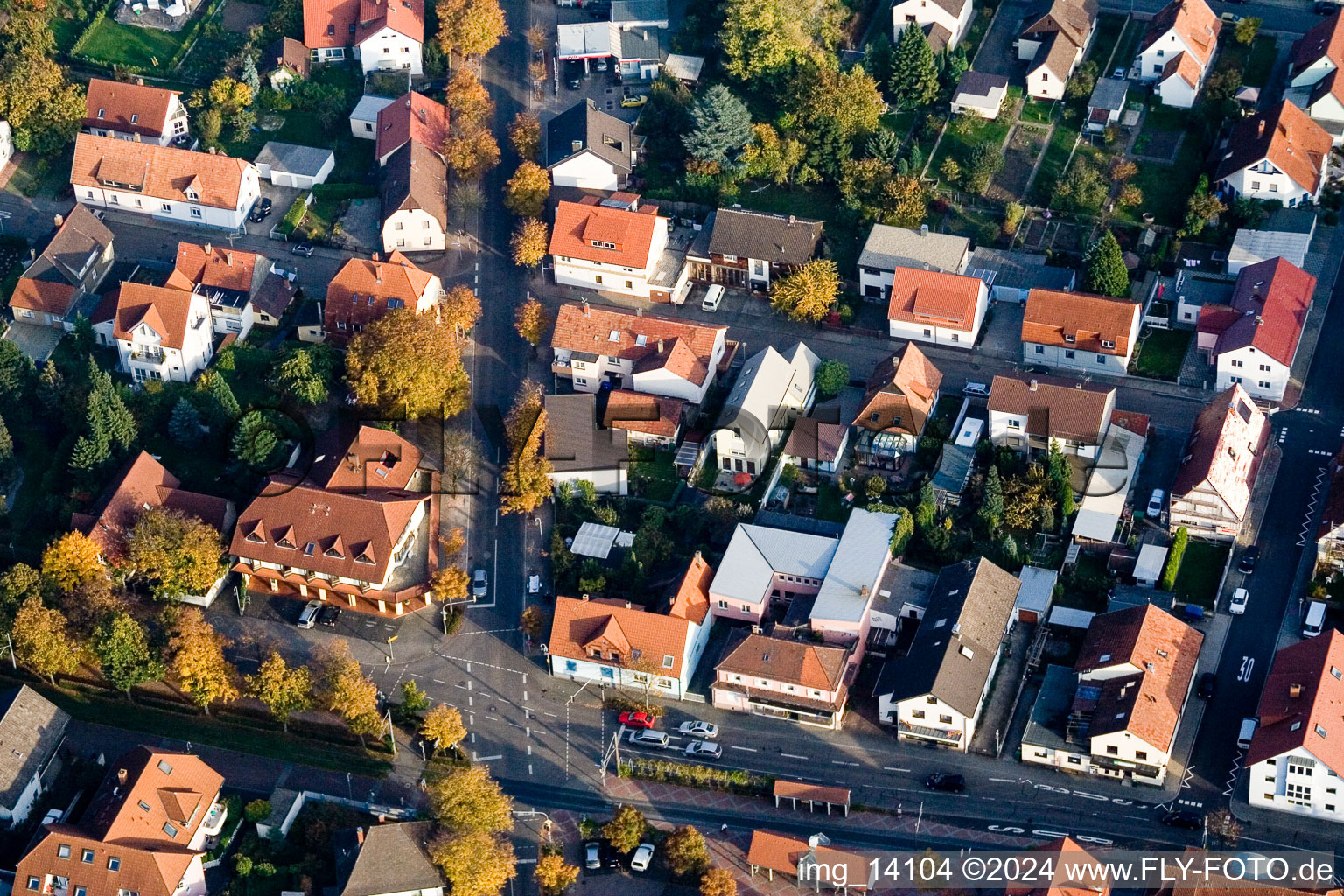 Oblique view of District Forchheim in Rheinstetten in the state Baden-Wuerttemberg, Germany