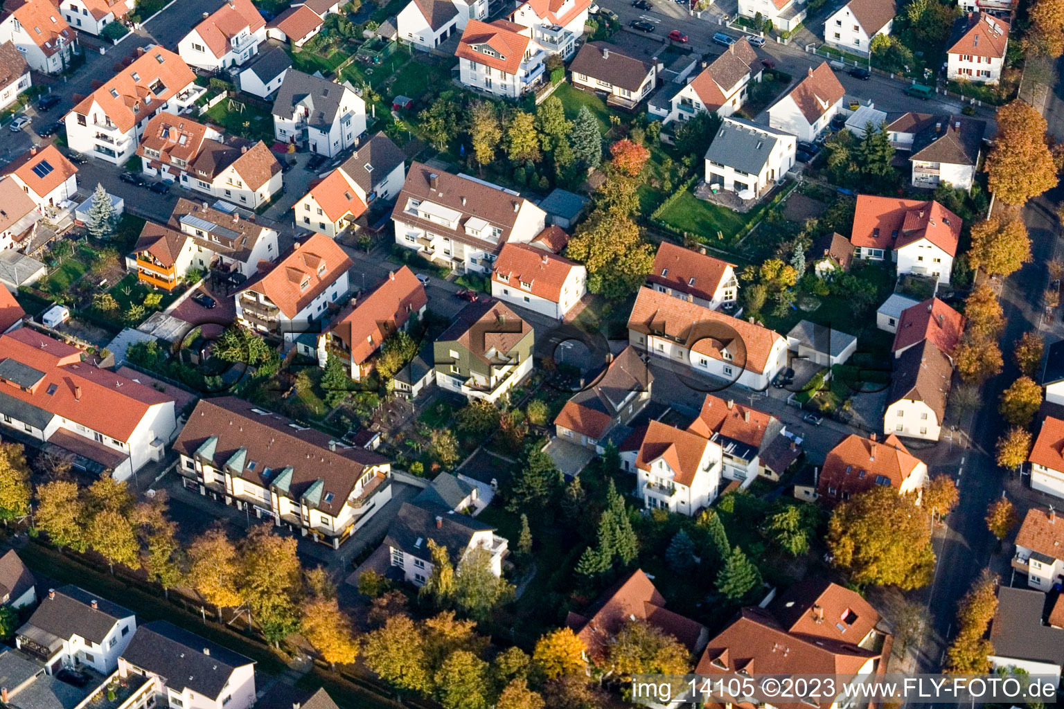 District Forchheim in Rheinstetten in the state Baden-Wuerttemberg, Germany from above
