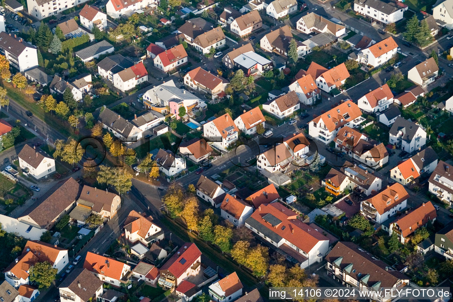 District Forchheim in Rheinstetten in the state Baden-Wuerttemberg, Germany out of the air