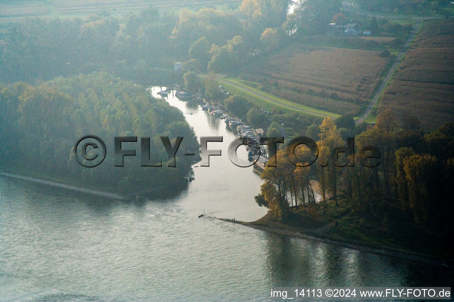 District Daxlanden in Karlsruhe in the state Baden-Wuerttemberg, Germany from the plane