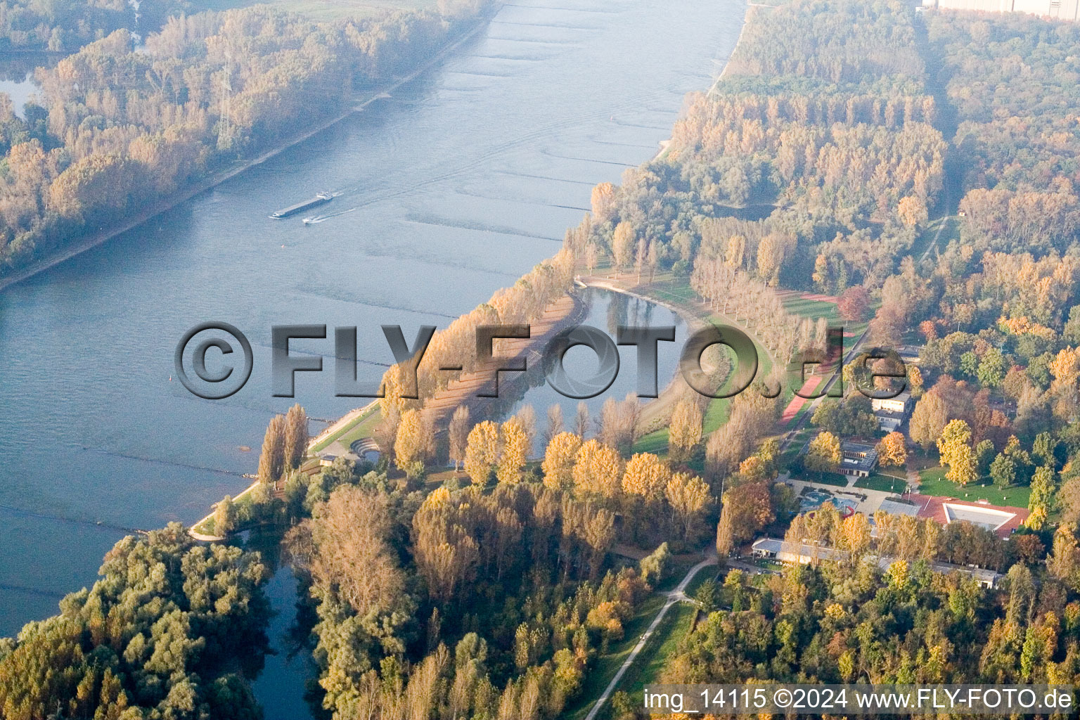 Rhine beach in the district Daxlanden in Karlsruhe in the state Baden-Wuerttemberg, Germany