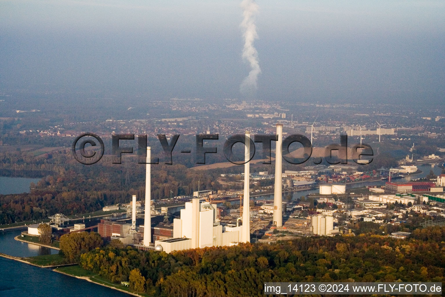 EnBW power plant in the district Rheinhafen in Karlsruhe in the state Baden-Wuerttemberg, Germany out of the air