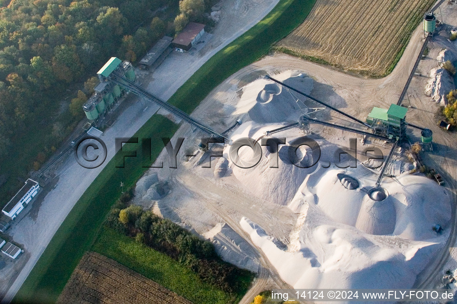 Aerial photograpy of Quarry lake in Hagenbach in the state Rhineland-Palatinate, Germany