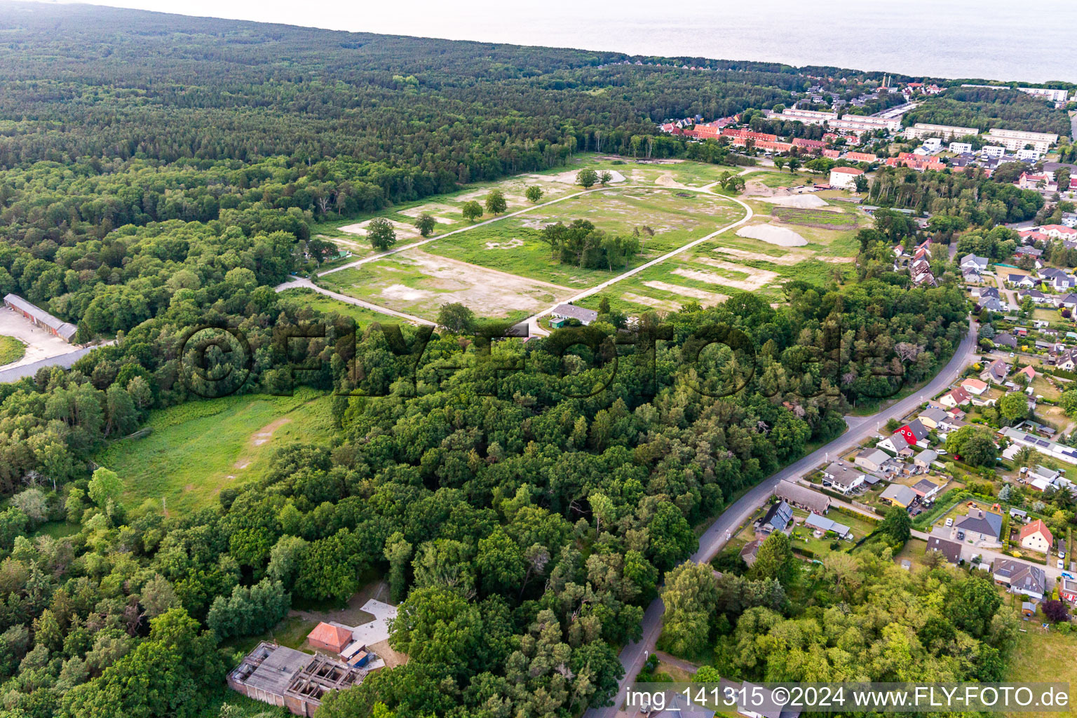 Former sports field of the Army Research Center Peenemünde in Peenemünde in the state Mecklenburg-Western Pomerania, Germany