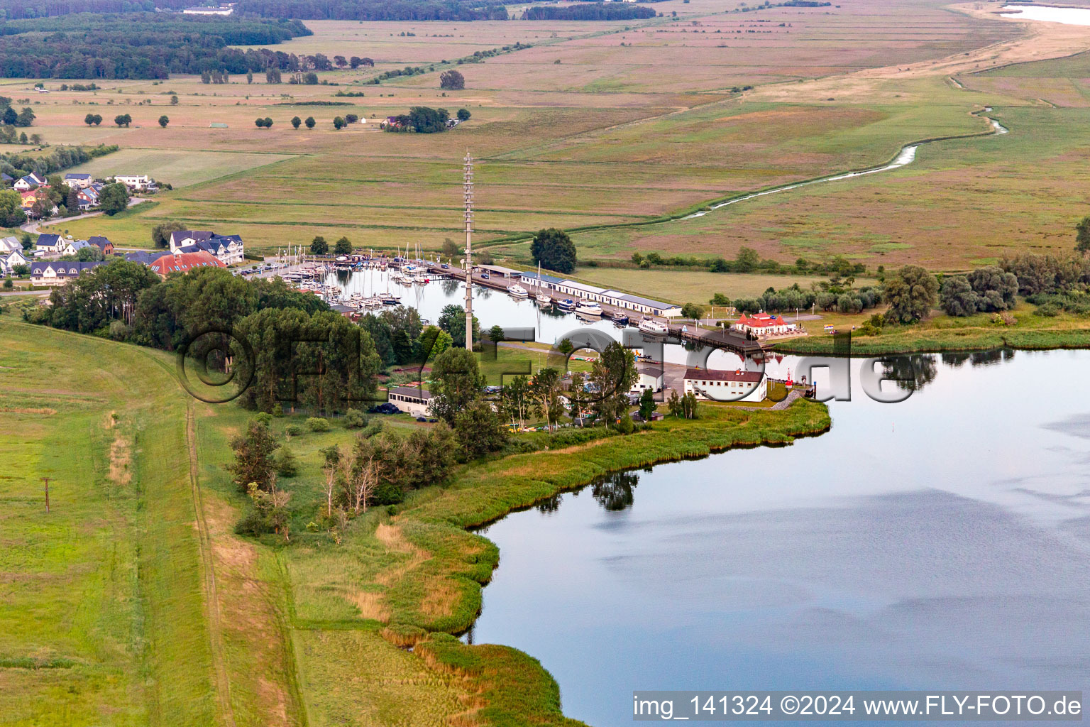 Aerial photograpy of Stralsund Waterways and Shipping Office / Base Karlshagen at the yacht and fishing port Karlshagen in Karlshagen in the state Mecklenburg-Western Pomerania, Germany