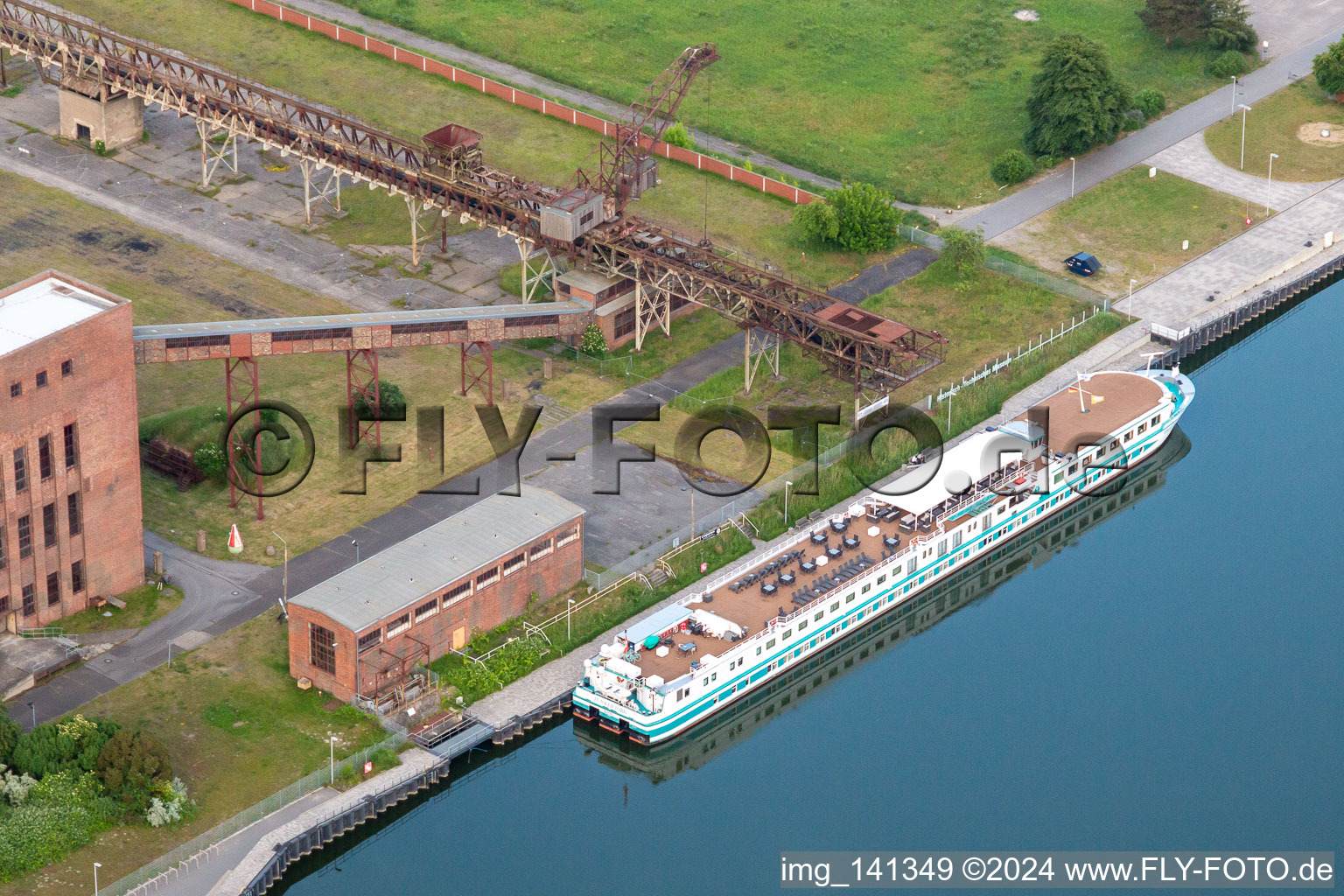 Excursion ship Junkerborg in Peenemünde in the state Mecklenburg-Western Pomerania, Germany