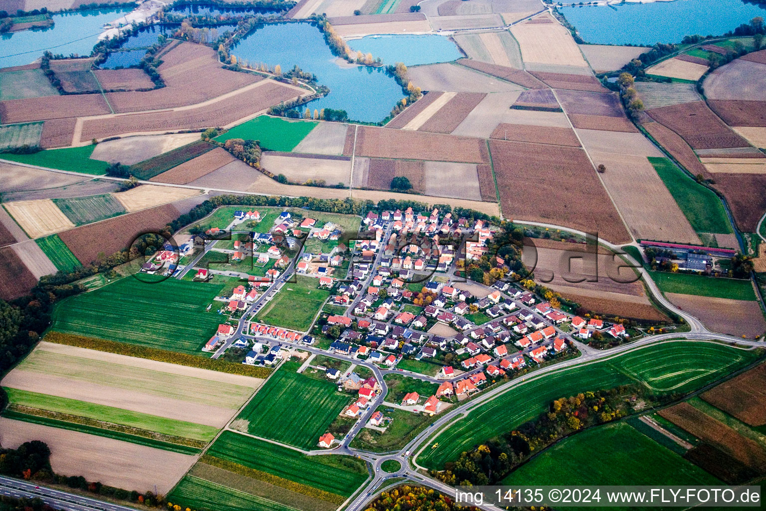 Village view in the district Hardtwald in Neupotz in the state Rhineland-Palatinate, Germany