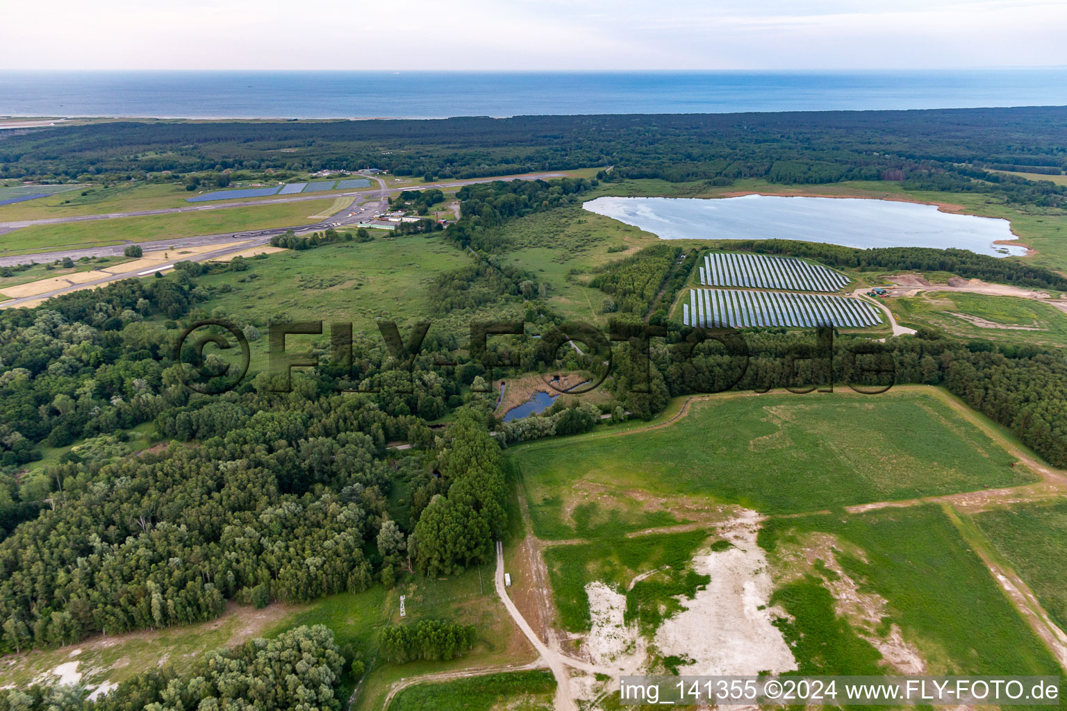 DGP Deponiegesellschaft mbH Peenemünde with sewage field and Kölpiensee in Peenemünde in the state Mecklenburg-Western Pomerania, Germany