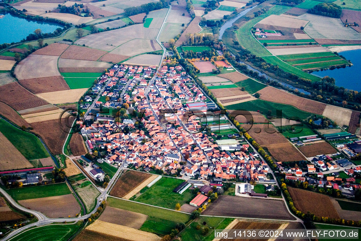 Neupotz in the state Rhineland-Palatinate, Germany from a drone