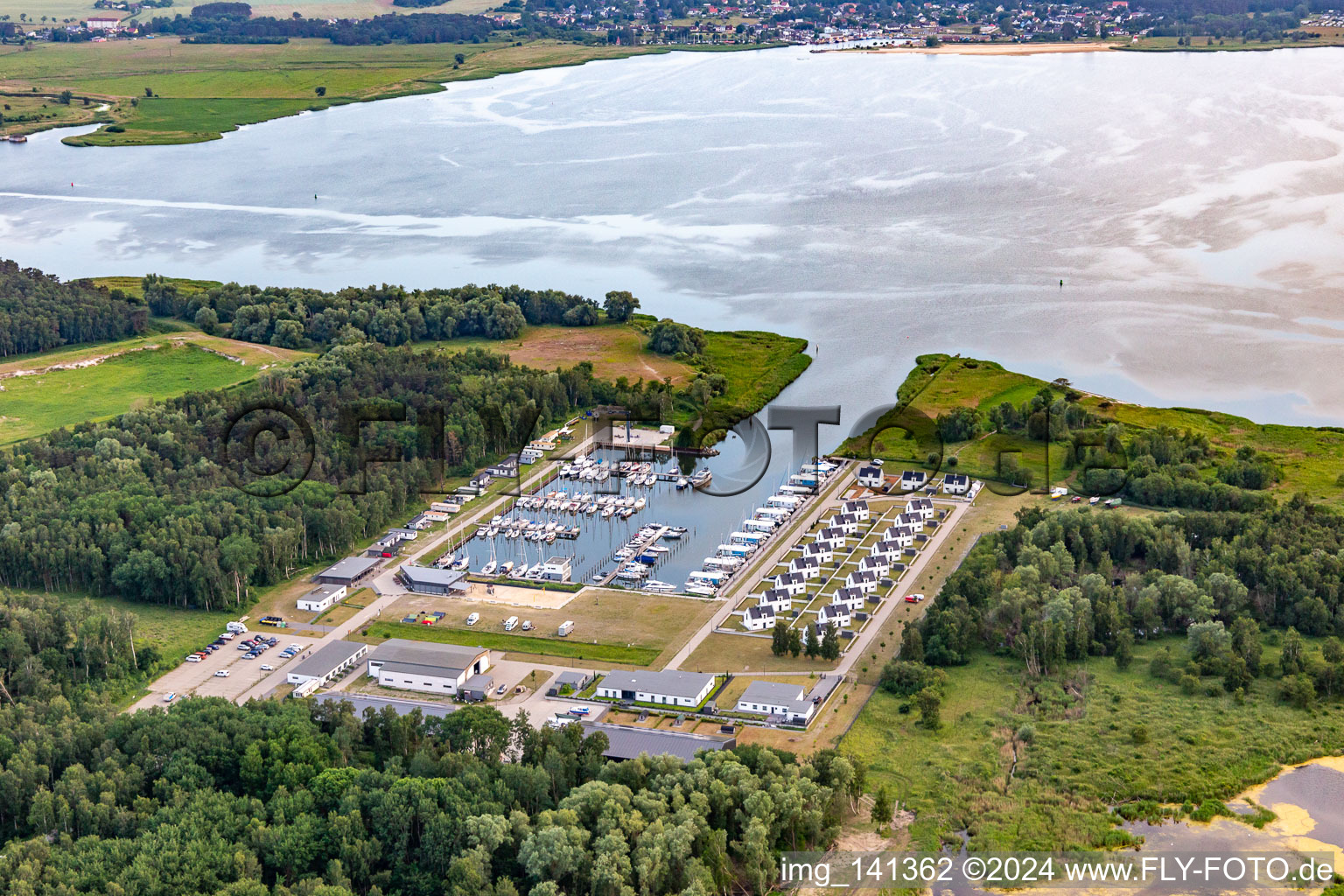 Aerial view of Marina Peenemünde 22 with holiday apartments WELL Marina Peenemünde Resort in Peenemünde in the state Mecklenburg-Western Pomerania, Germany