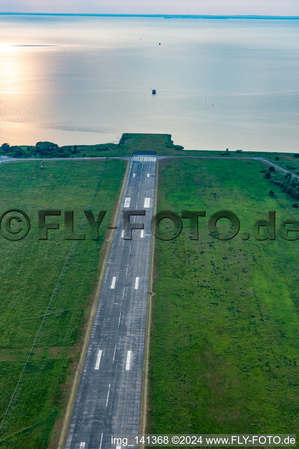 Approach lights in the Baltic Sea for taxiway 13 at Peenemünde Airport in Peenemünde in the state Mecklenburg-Western Pomerania, Germany