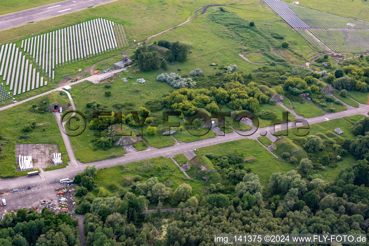 Buried hangars at Peenemünde Airport in Peenemünde in the state Mecklenburg-Western Pomerania, Germany