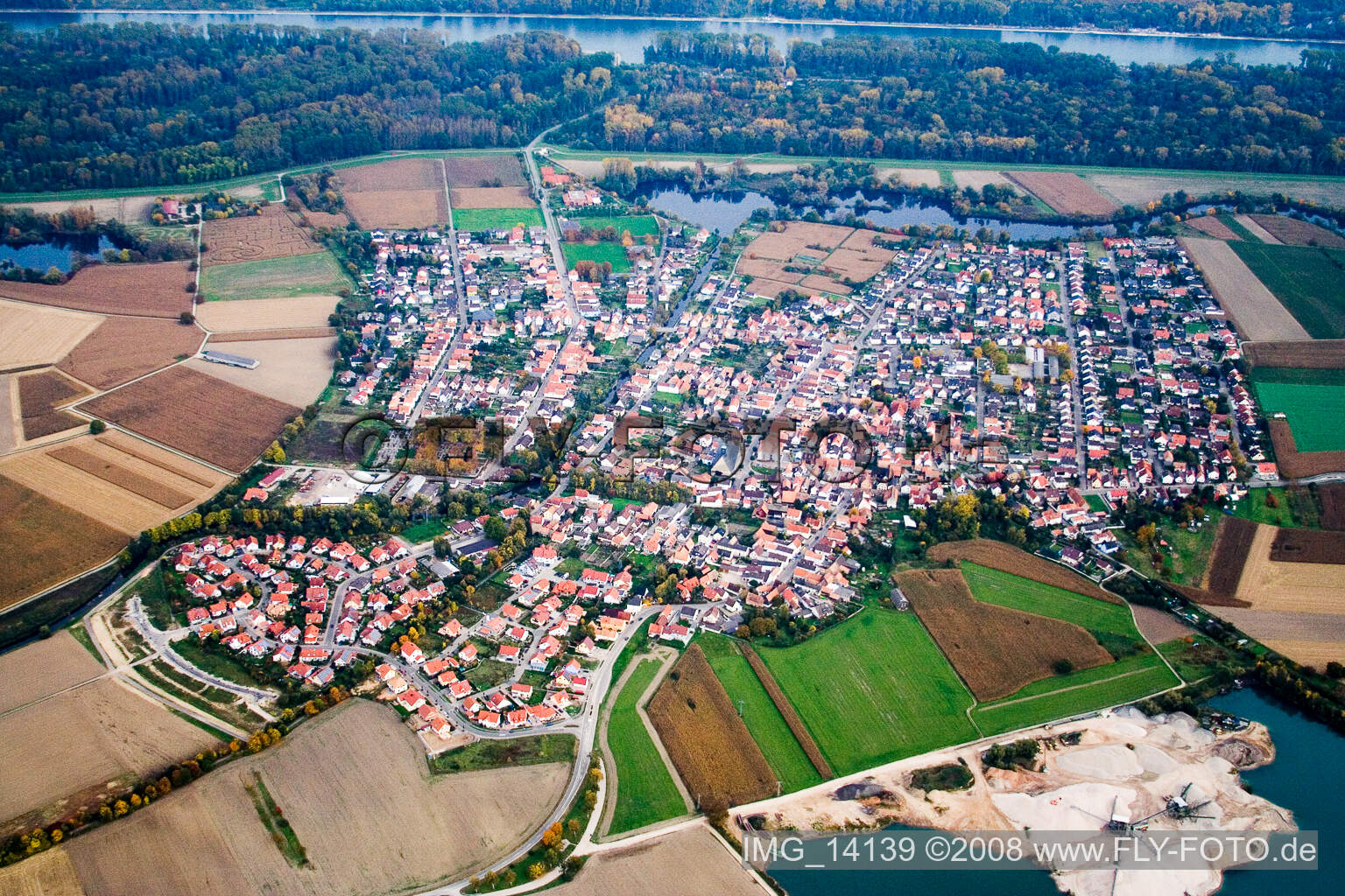 Leimersheim in the state Rhineland-Palatinate, Germany out of the air