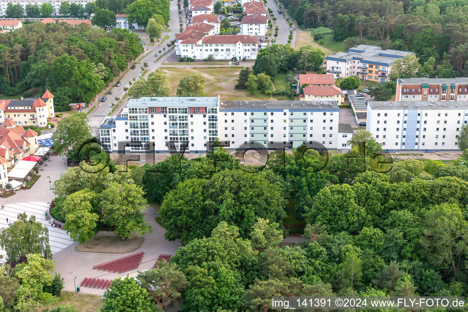 Beach forecourt with open-air stage in Karlshagen in the state Mecklenburg-Western Pomerania, Germany