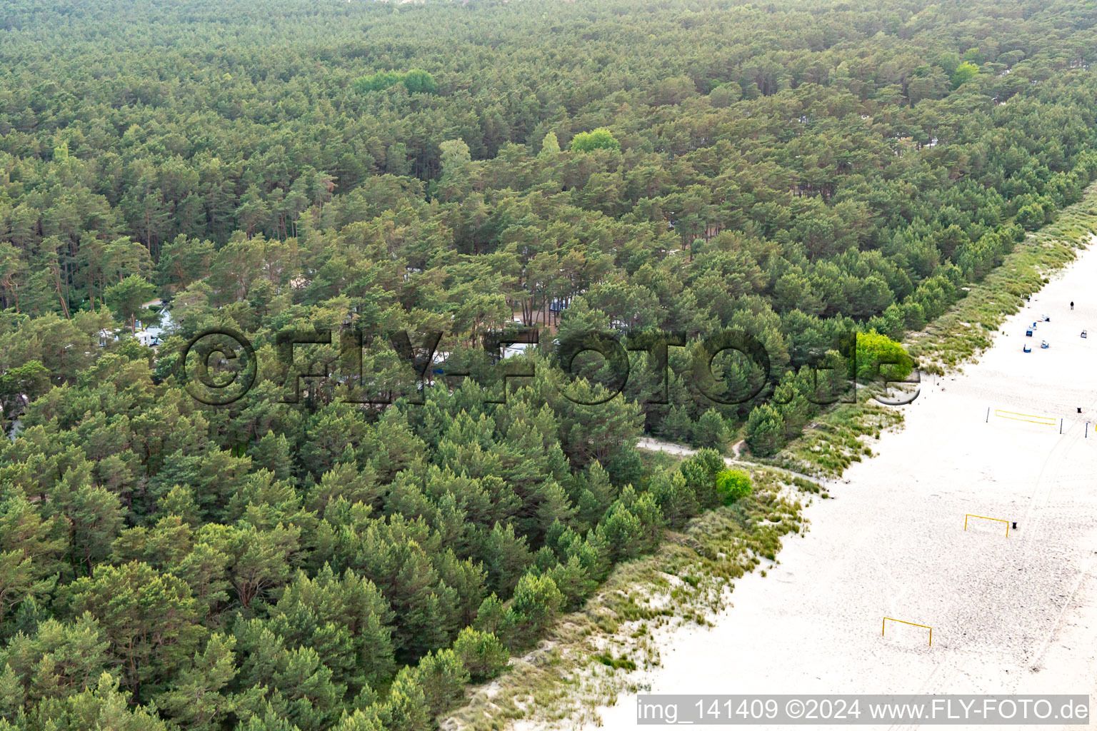 Dune Camp Karlshagen in Karlshagen in the state Mecklenburg-Western Pomerania, Germany from the plane