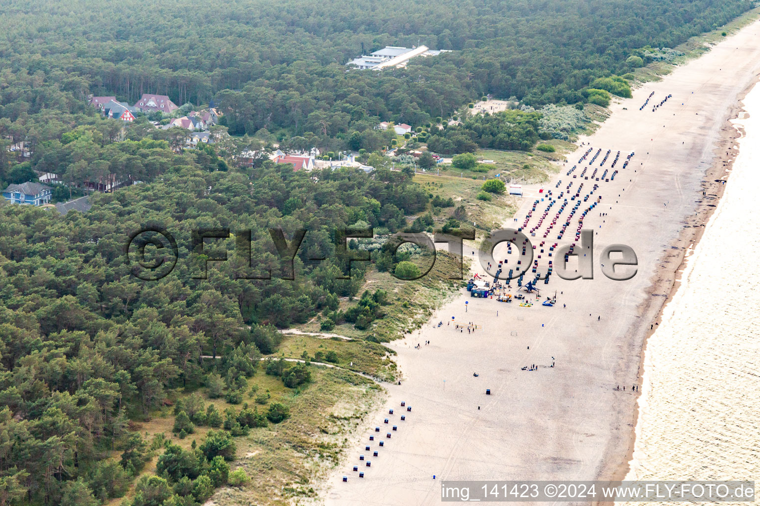 Aerial view of Beach in Trassenheide in the state Mecklenburg-Western Pomerania, Germany