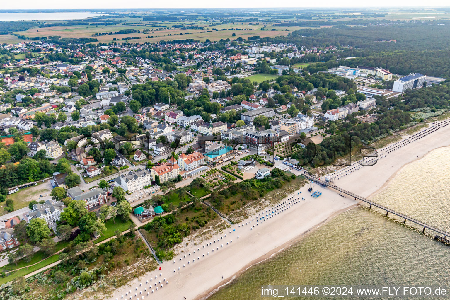 Aerial view of Zinnowitz Beach in Zinnowitz in the state Mecklenburg-Western Pomerania, Germany