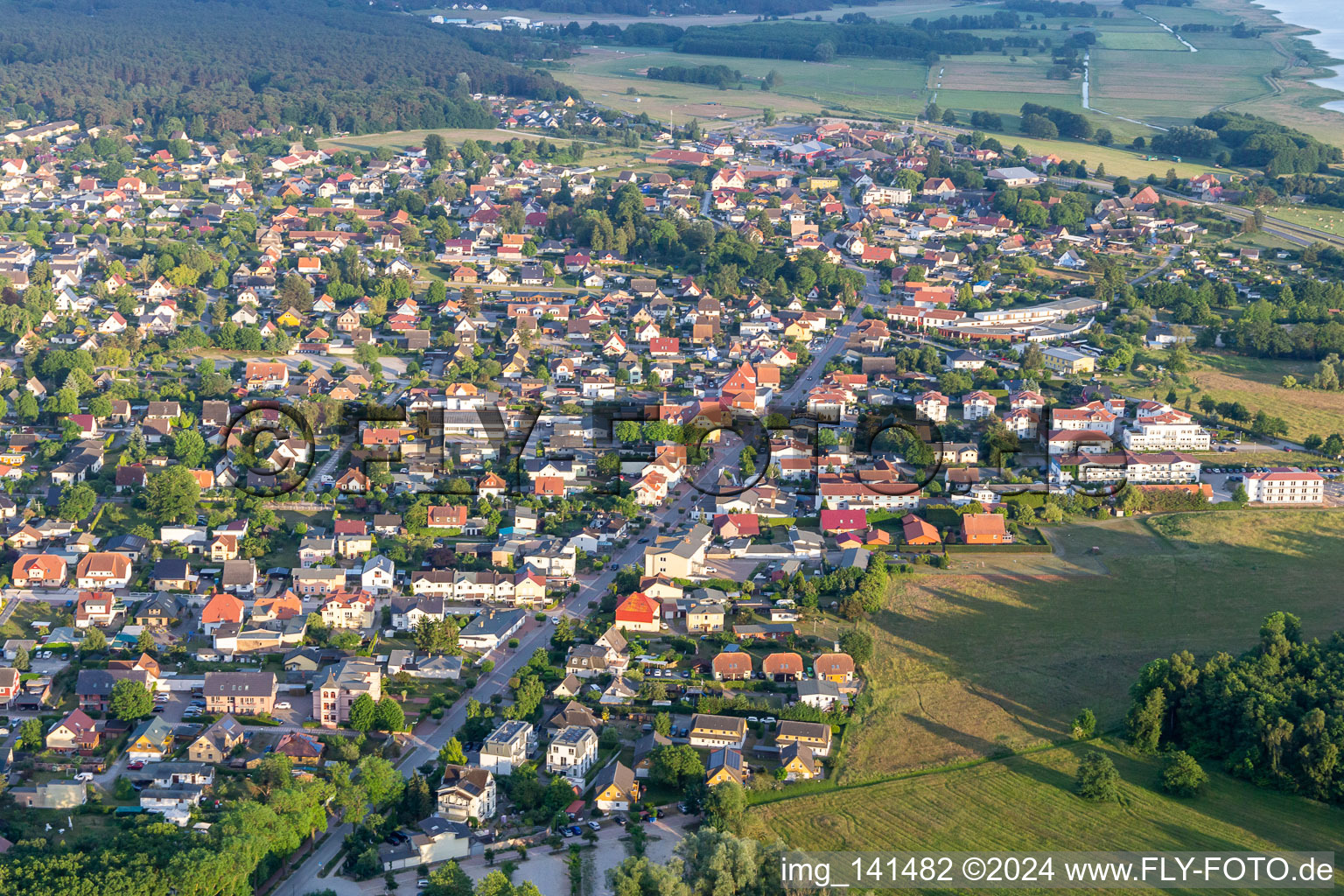 Main street from northwest in Koserow in the state Mecklenburg-Western Pomerania, Germany