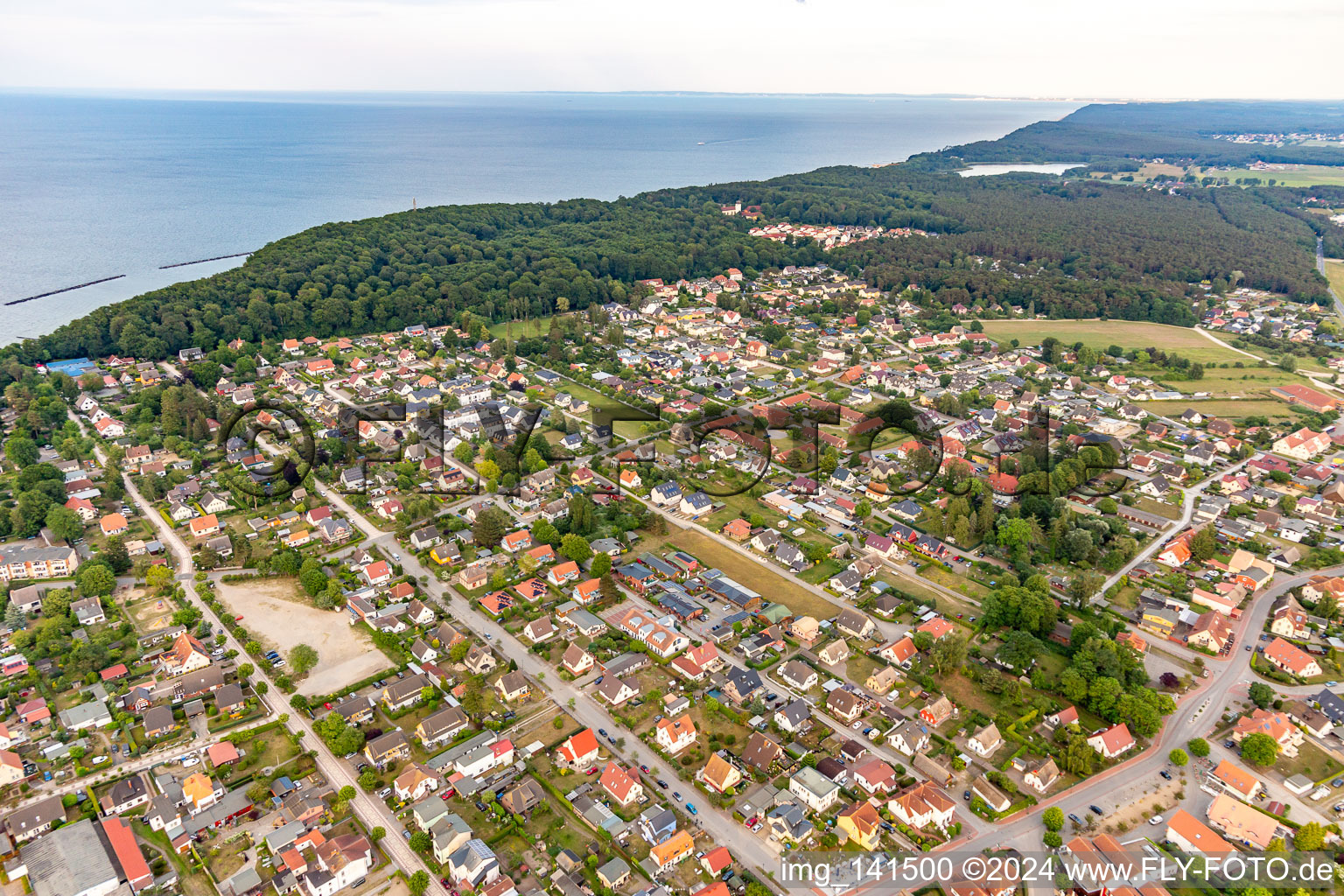 Aerial view of Koserow in the state Mecklenburg-Western Pomerania, Germany