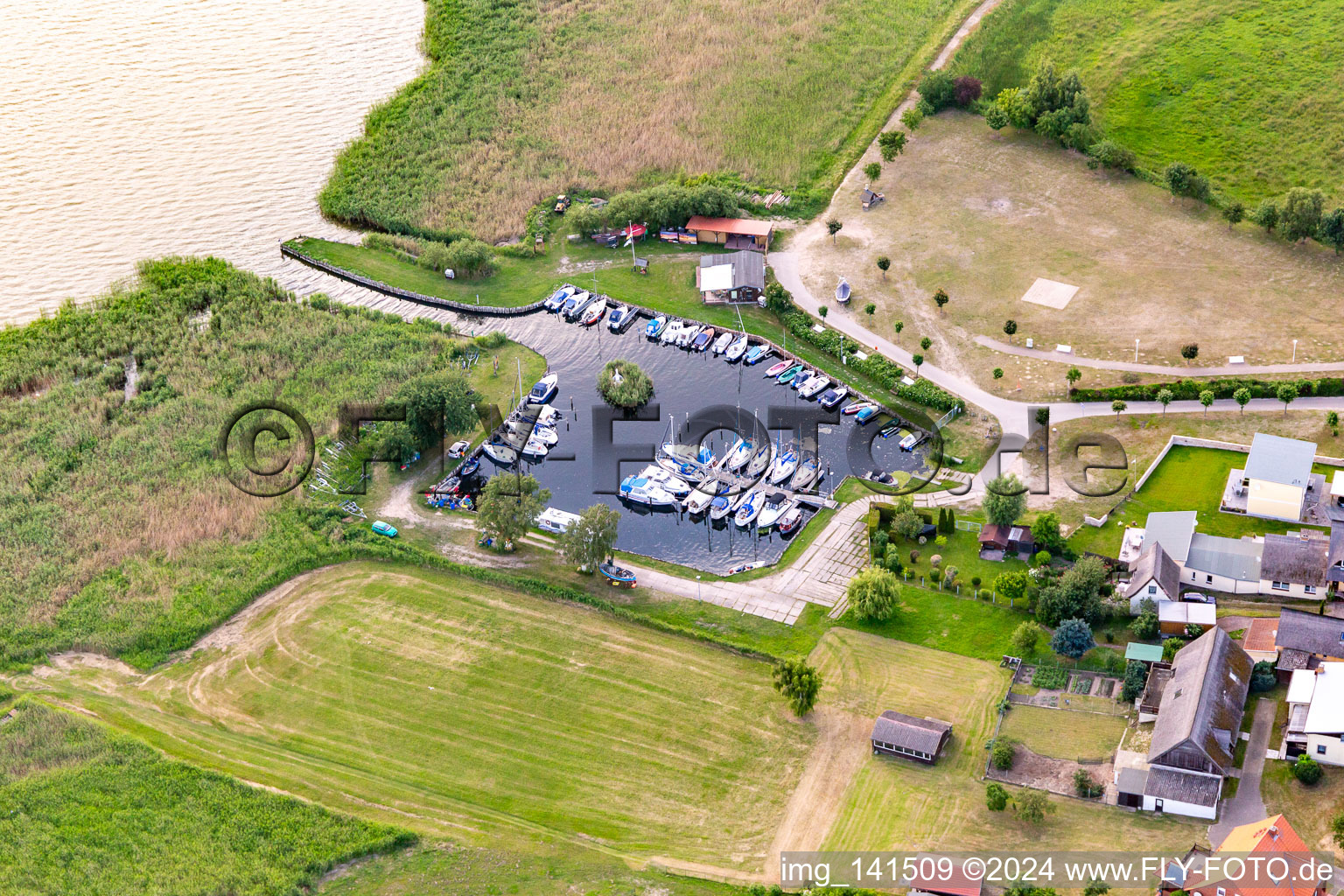 Yacht harbor Loddin to the Achterwasser in Loddin in the state Mecklenburg-Western Pomerania, Germany