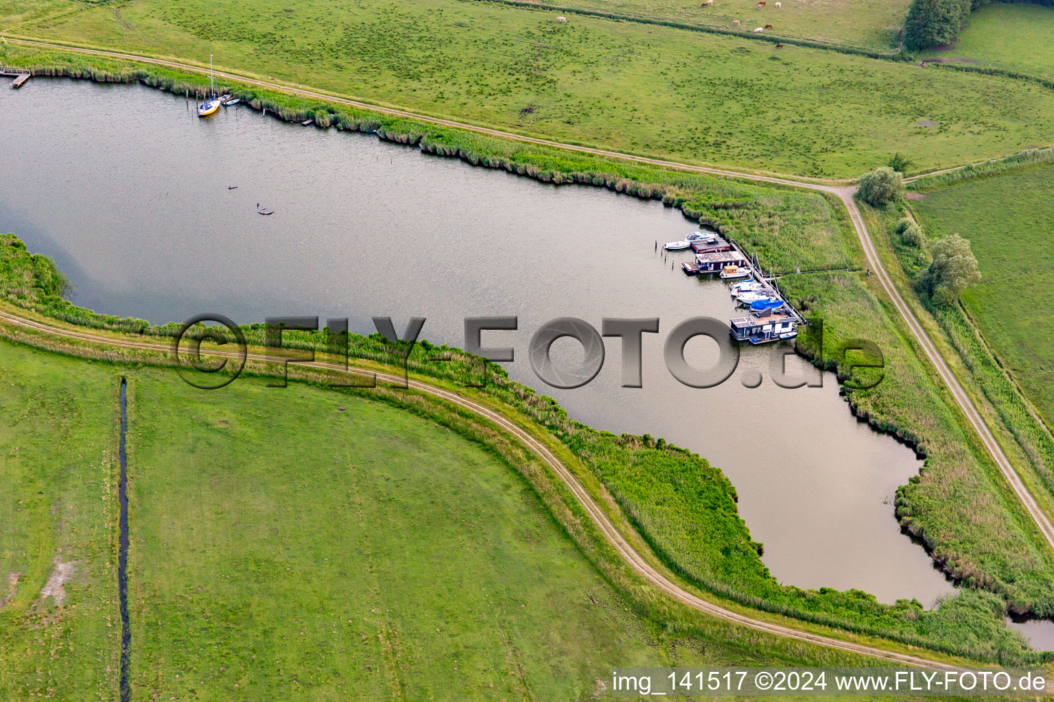 Aerial view of Fishing port at Loddiner Höft in Loddin in the state Mecklenburg-Western Pomerania, Germany