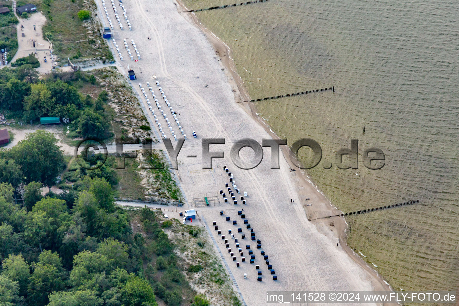 Beach chairs on the promenade of the Baltic Sea resort Ückeritz in Ückeritz in the state Mecklenburg-Western Pomerania, Germany