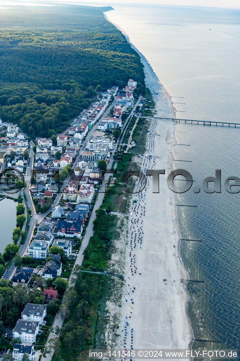 Baltic Sea beach in the evening in the district Bansin in Heringsdorf in the state Mecklenburg-Western Pomerania, Germany