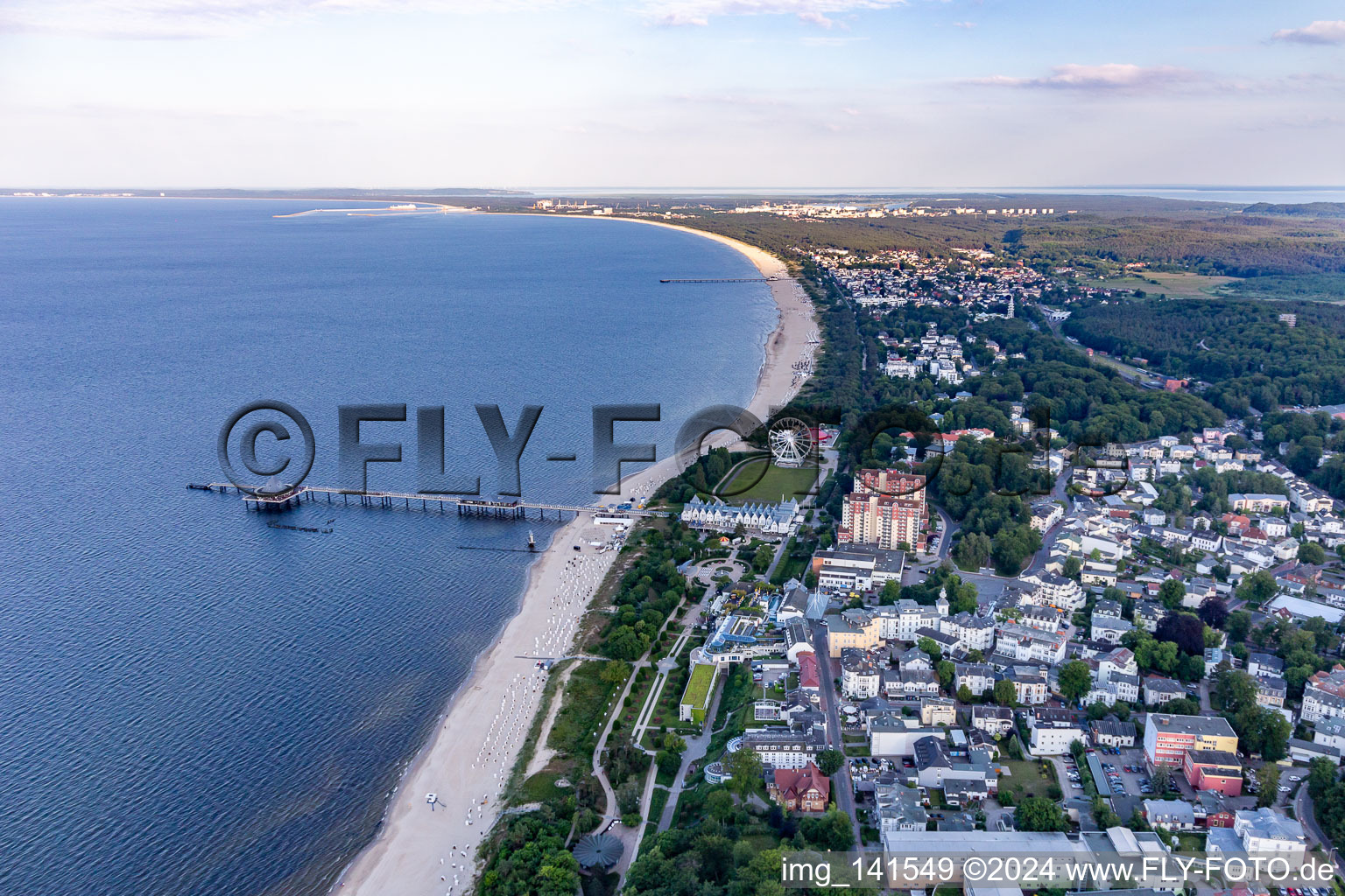 Baltic Sea beach to Swinoujscie from the northwest in Heringsdorf in the state Mecklenburg-Western Pomerania, Germany