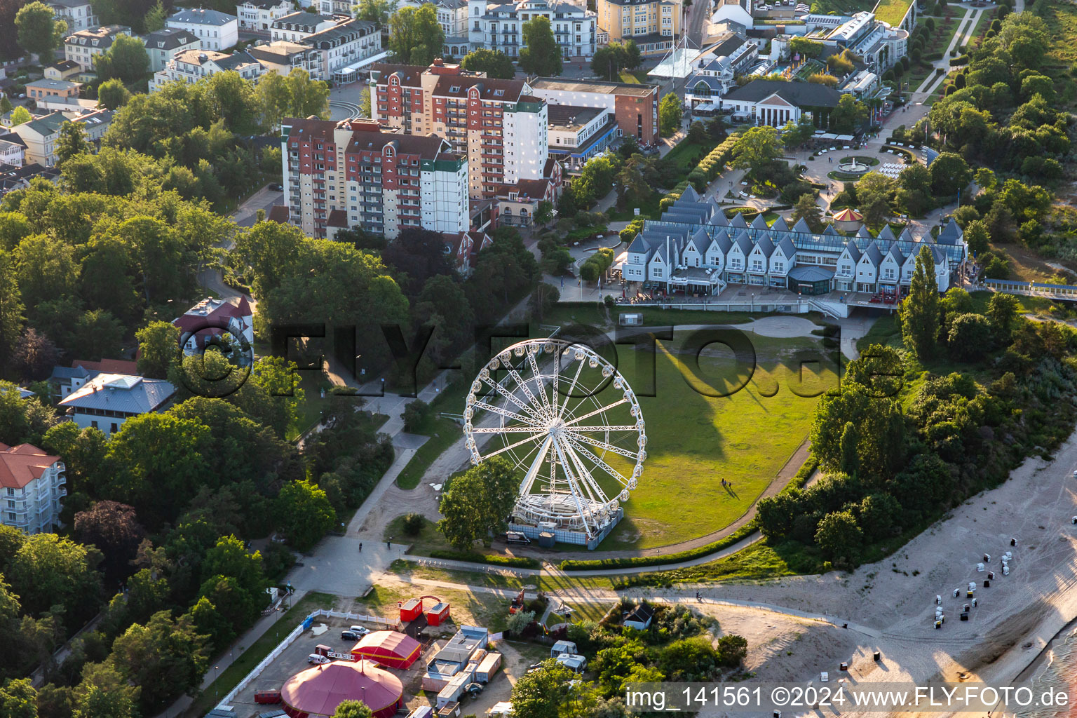 Aerial view of Ferris wheel Heringsdorf in Heringsdorf in the state Mecklenburg-Western Pomerania, Germany