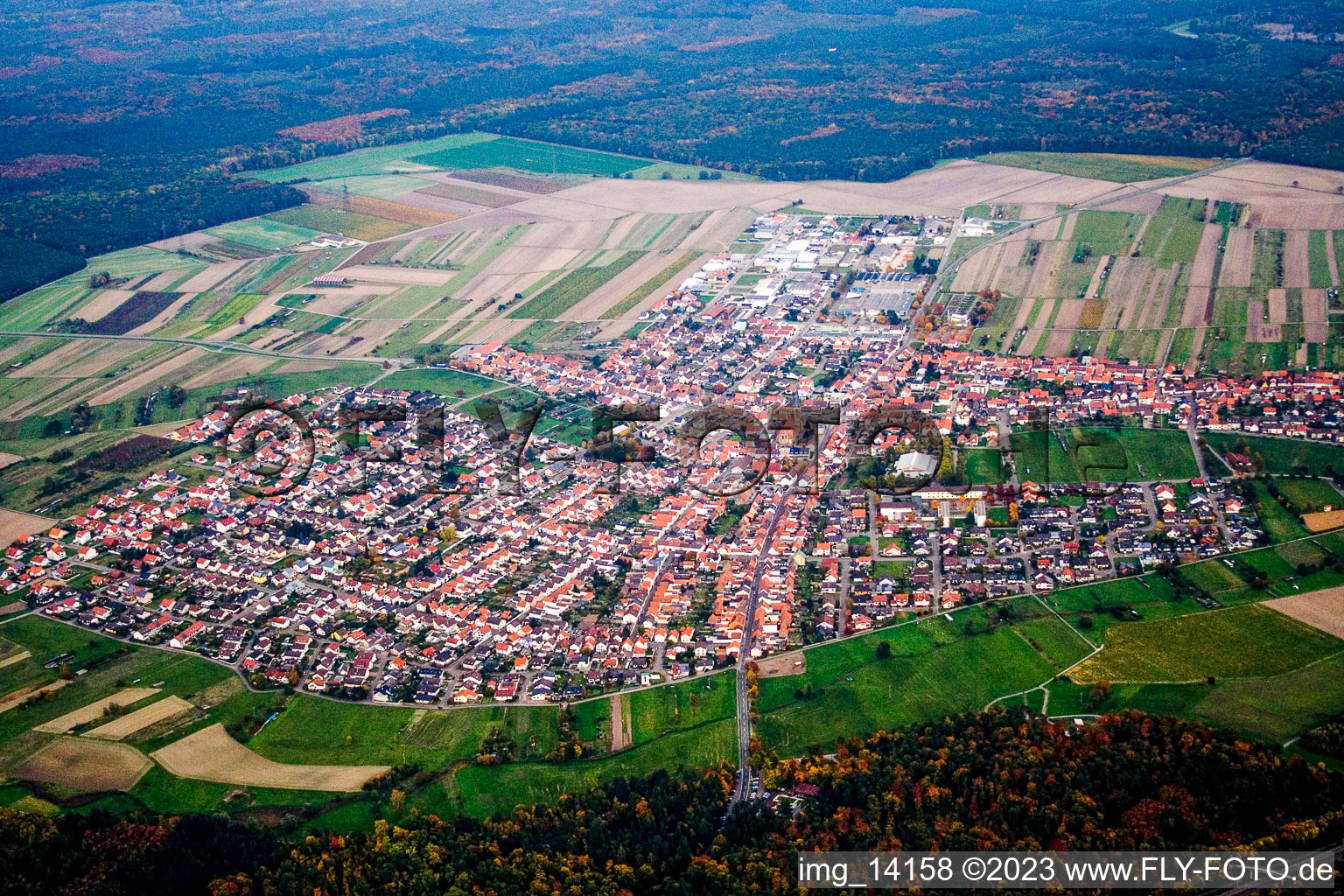 Hambrücken in the state Baden-Wuerttemberg, Germany from above