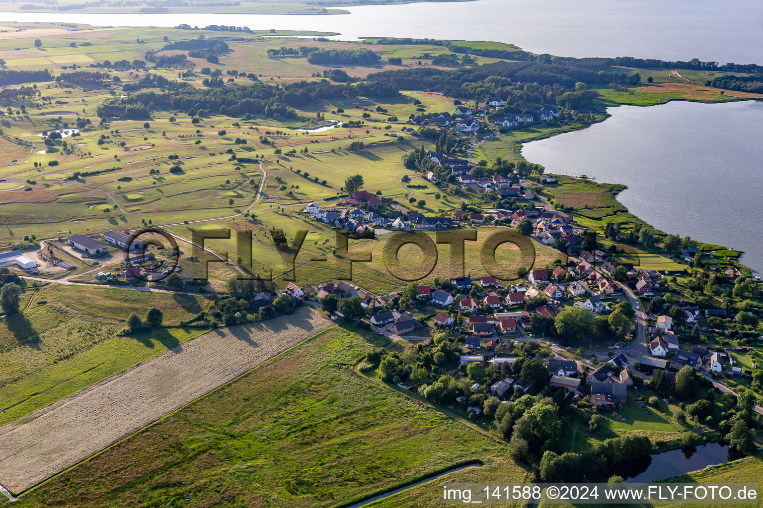 In front of the golf course of the Golfclub Balmer See - Insel Usedom eV in the district Balm in Benz in the state Mecklenburg-Western Pomerania, Germany