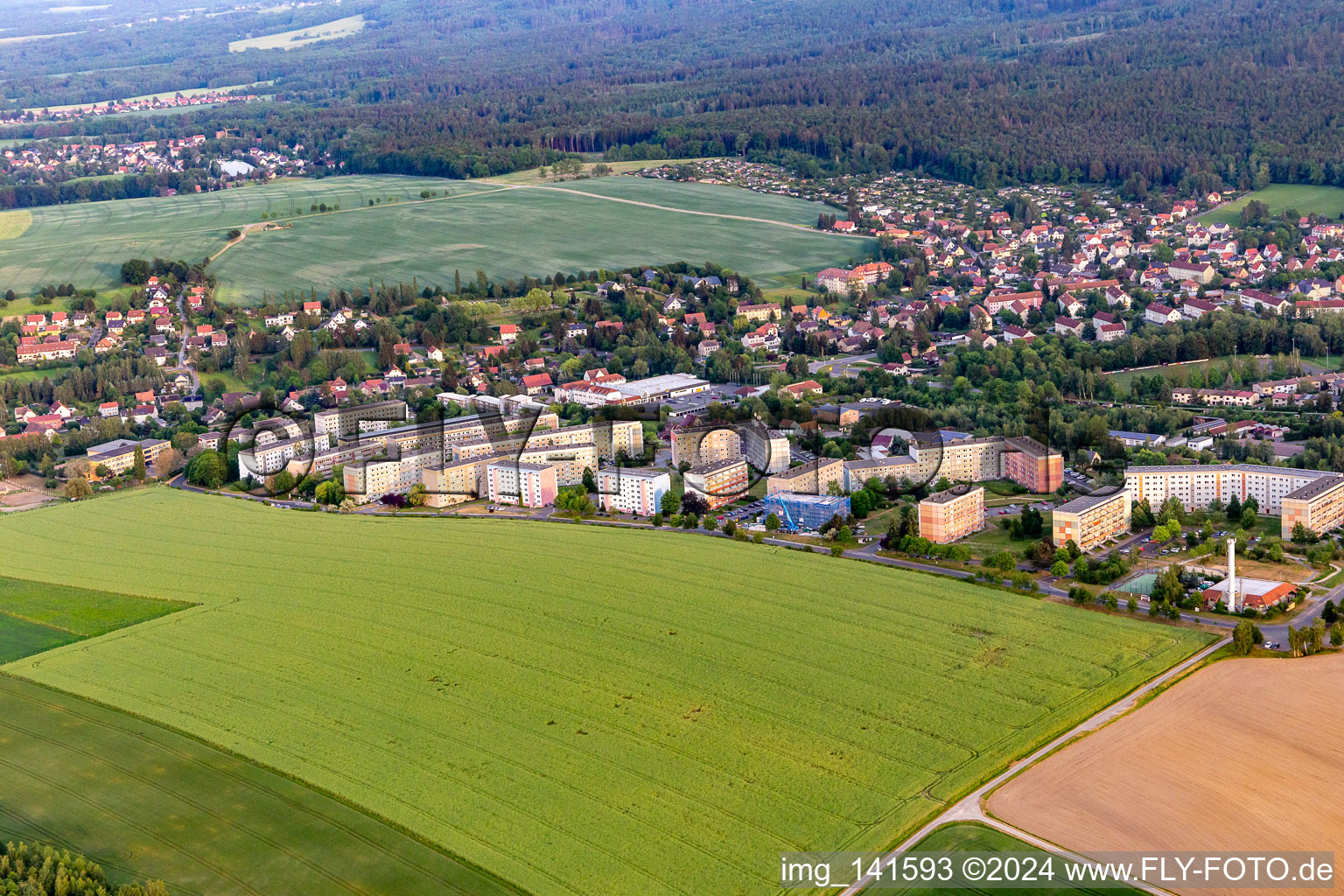 Prefabricated housing estate Zum Grundbachtal in the district Das Städtel in Olbersdorf in the state Saxony, Germany