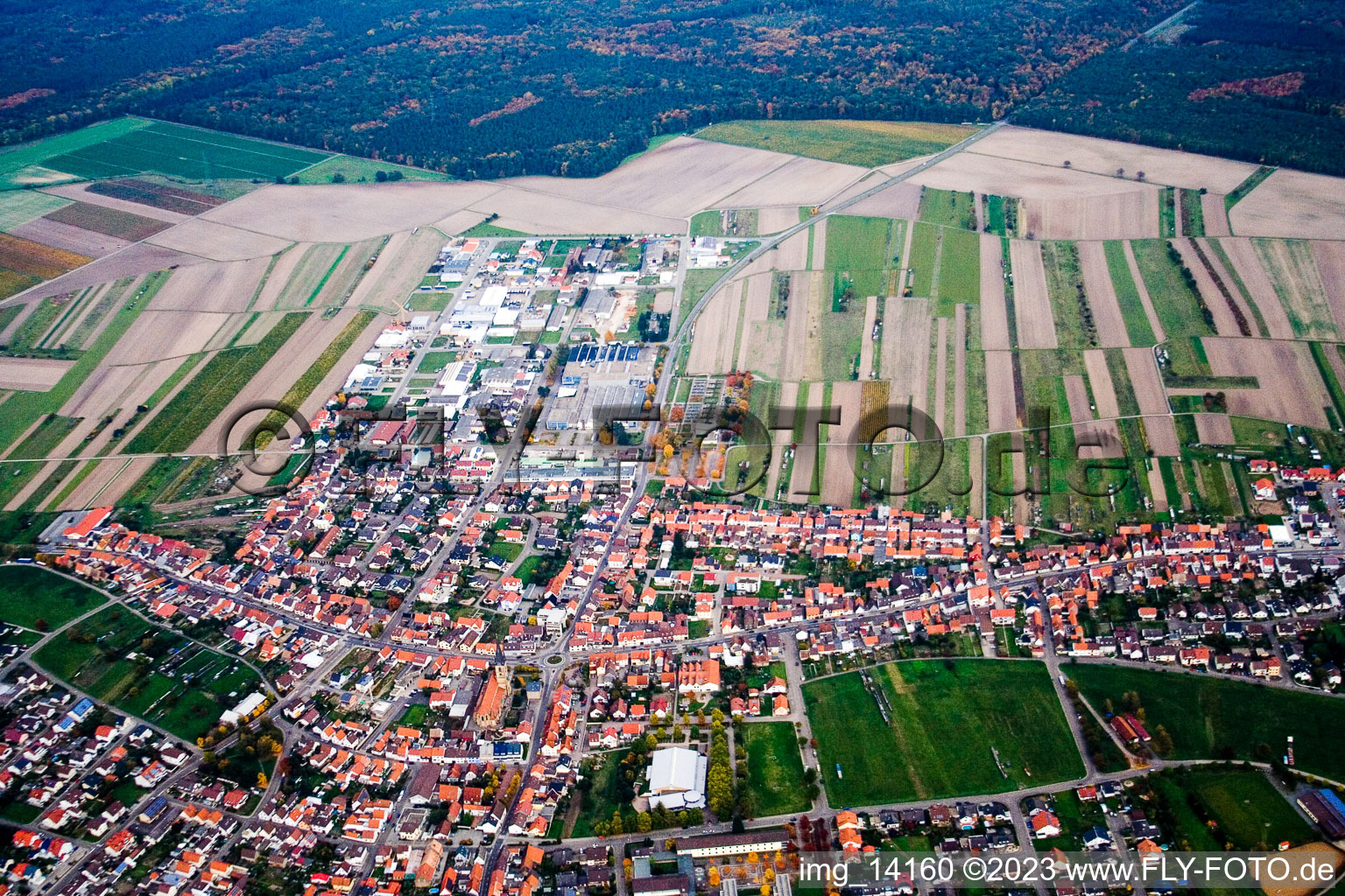 Hambrücken in the state Baden-Wuerttemberg, Germany seen from above