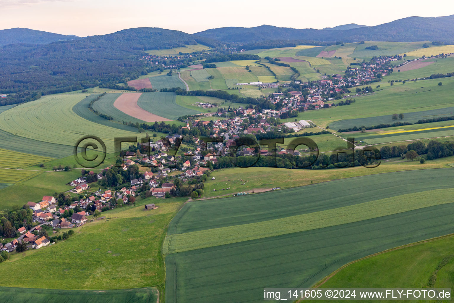 Aerial view of District Bertsdorf in Bertsdorf-Hörnitz in the state Saxony, Germany