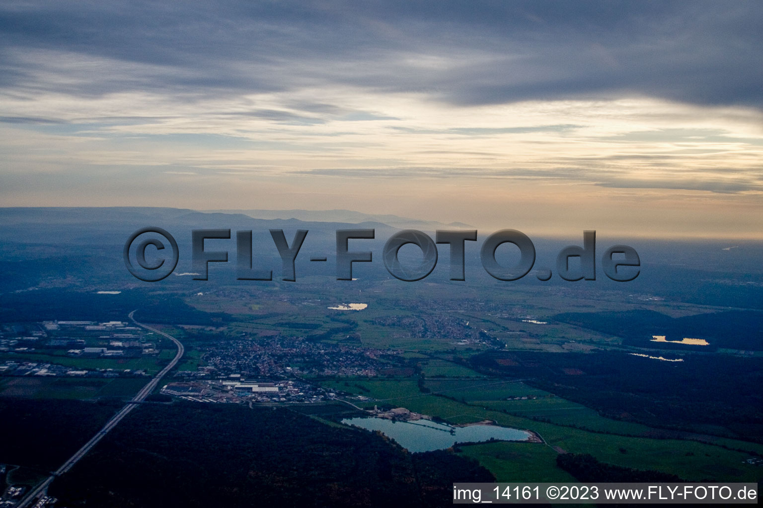 Hambrücken in the state Baden-Wuerttemberg, Germany from the plane