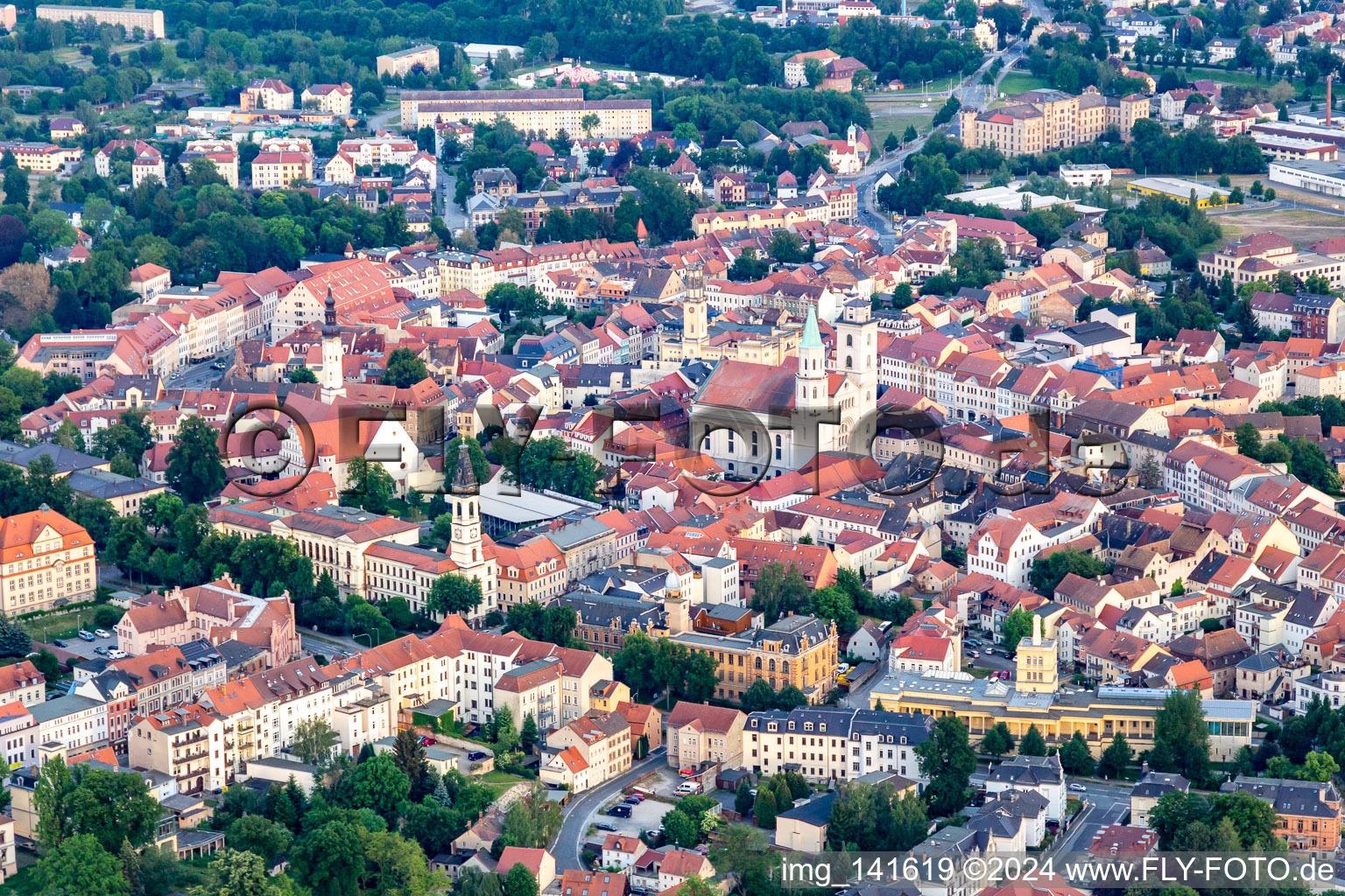 Historic old town with St. John's Church in Zittau in the state Saxony, Germany