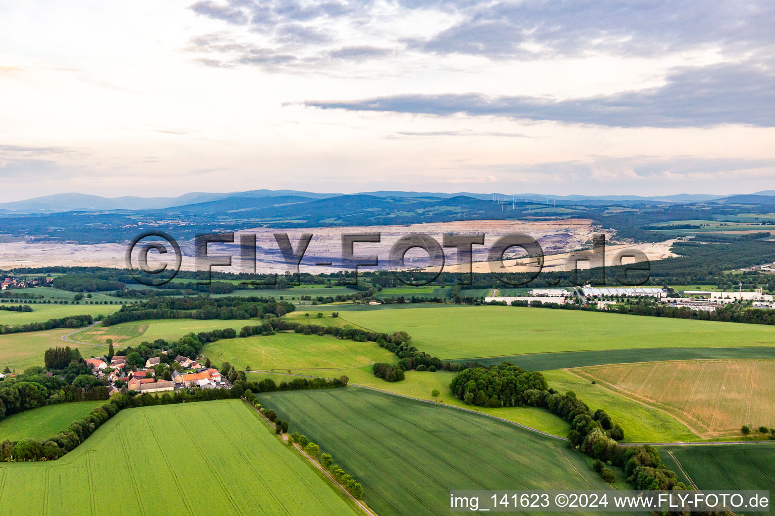 Polish lignite opencast mine from the west in the district Drausendorf in Zittau in the state Saxony, Germany