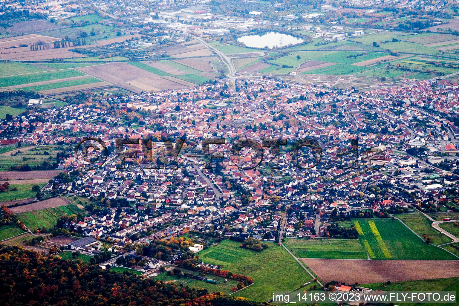 Hambrücken in the state Baden-Wuerttemberg, Germany viewn from the air
